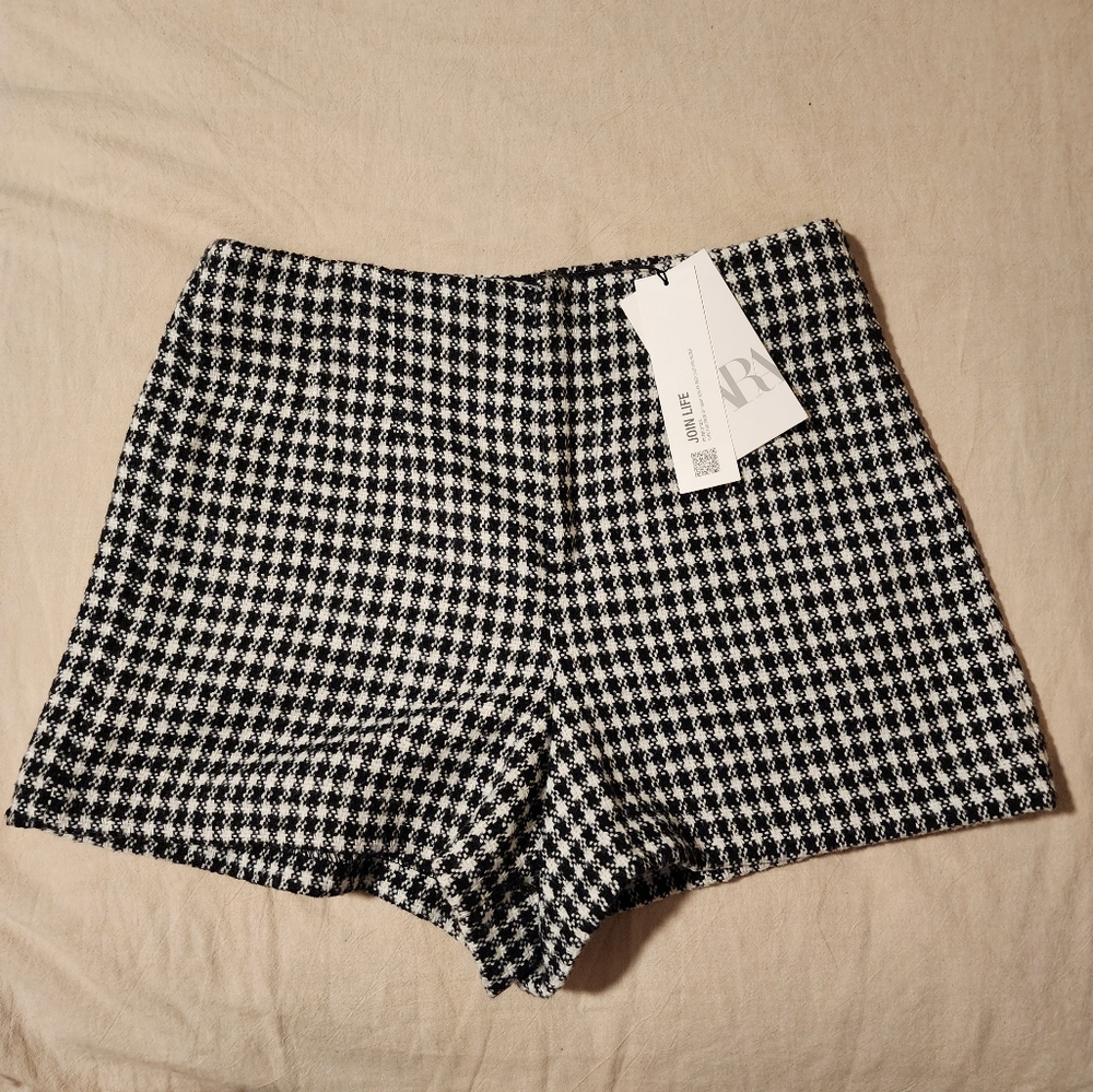 ZARA High Rise Shorts - Twead Gingham Print